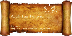 Vitárius Ferenc névjegykártya